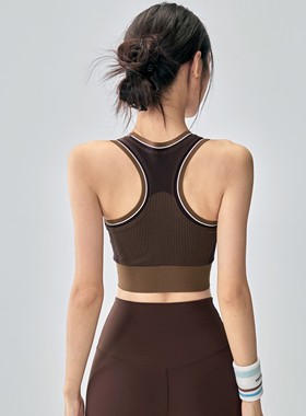 秋冬瑜伽服背心套装女带胸垫运动内衣防震专业训练健身文胸外穿新