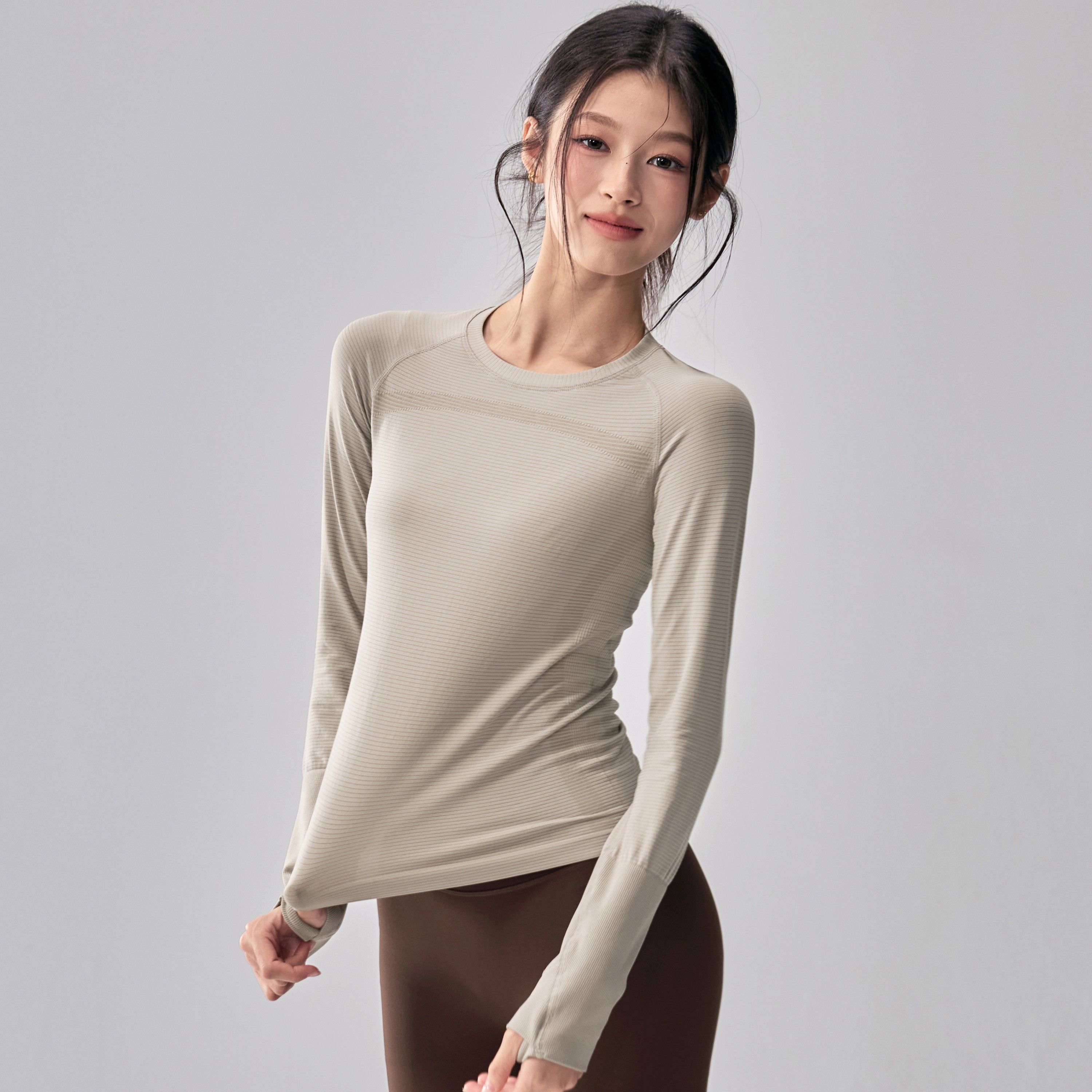 瑜伽服长袖女速干衣秋冬跑步运动上衣普拉提专业训练健身服弹力