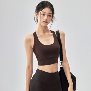 秋冬运动内衣女带胸垫工字美背瑜伽背心外穿跑步训练健身文胸透气