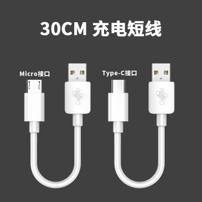 30CM手机闪充充电线 适用于苹果 安卓V8 type-c 超级快充 充电宝短线