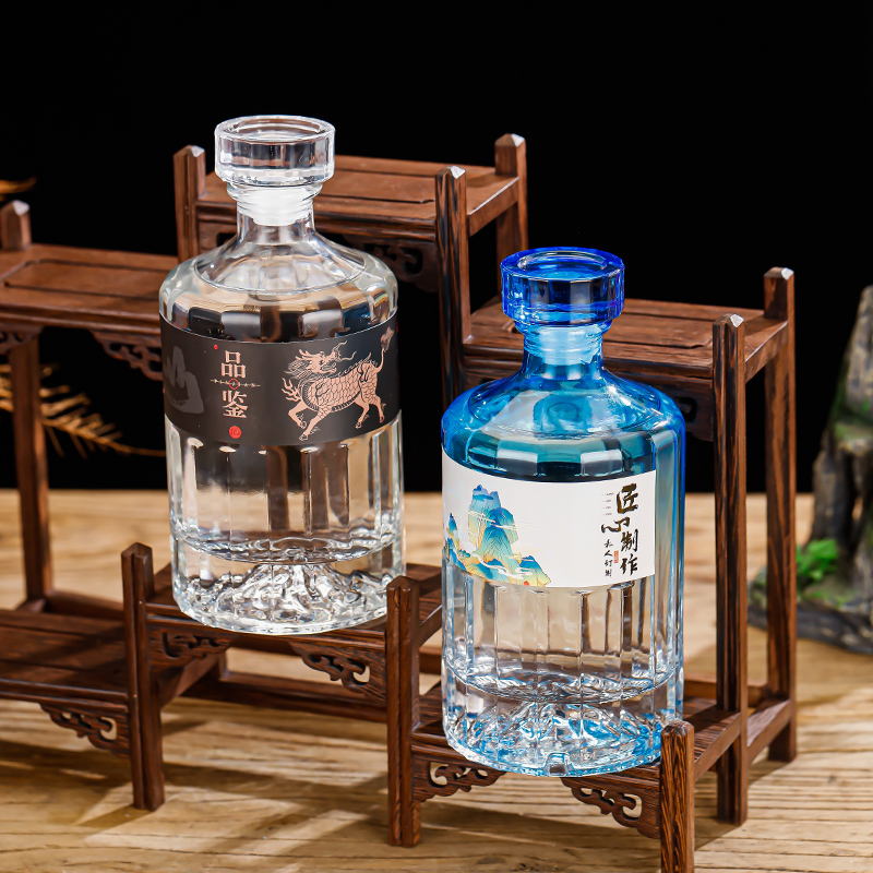 玻璃酒瓶空瓶创意雪山高端白酒酒瓶一斤装酒珍藏长期存酒专用定制