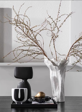 抽象艺术黑白异形花瓶花艺摆件