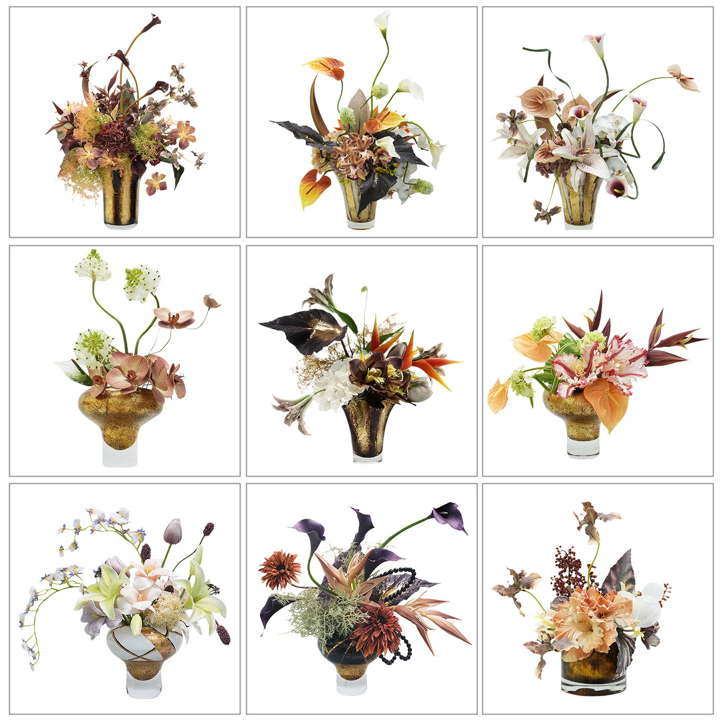 鎏金艺术花器仿真花成套花艺