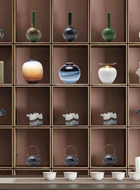 禅意仿古陶瓷花瓶中式书房工艺品