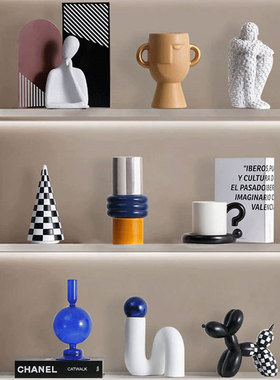 现代极简克莱因蓝花瓶烛台装饰品