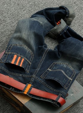 贝克汉姆明星同款牛仔裤男神纽扣小直筒高端男士猫须复古蓝d2潮牌