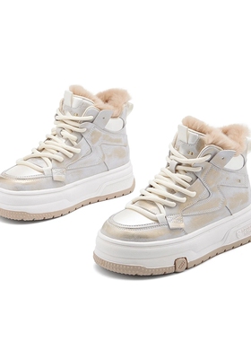 兔毛厚绒保暖防滑雪地靴高帮休闲女鞋2024秋冬新款国风时尚女鞋