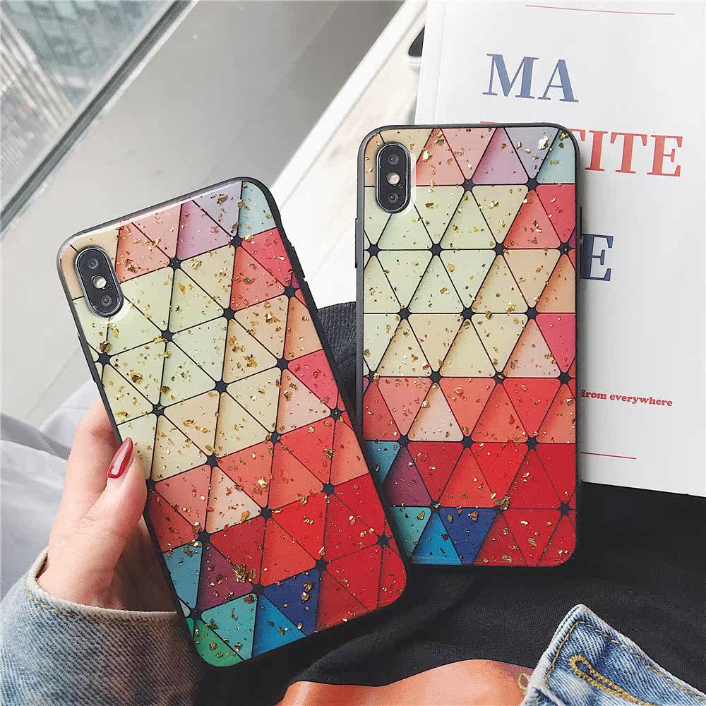 彩色菱格滴胶金箔适用iPhoneXS MAX手机壳R17/R15X防摔X9/X20/X23|ruв категории Детская одежда, костюм - от Buy2taobao.com для оказания профессиональной услуги покупки агента Taobao