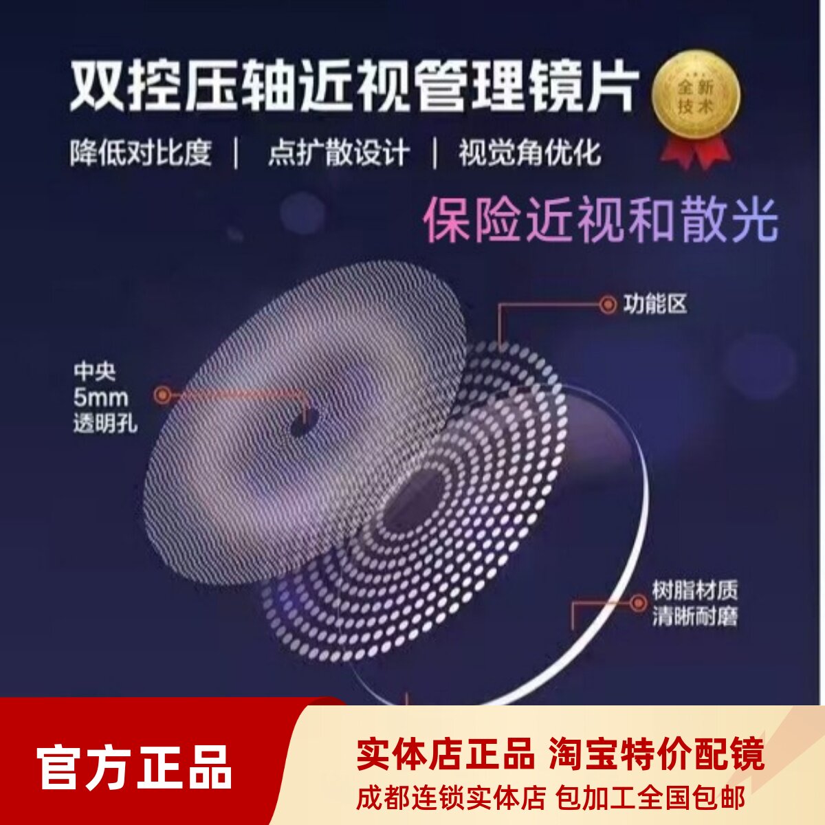双效镜片双控压轴儿童近视散光配眼镜多点离焦点扩散近视远视防控