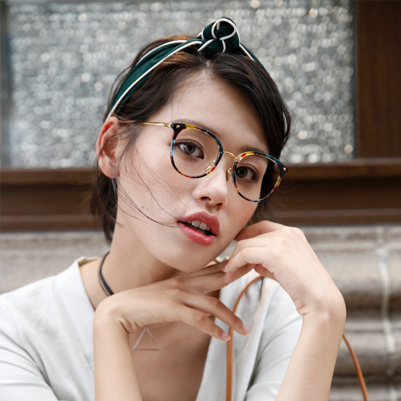 时尚前卫女款平光眼镜圆框潮流文艺清新镜架多色可选高档可配近视