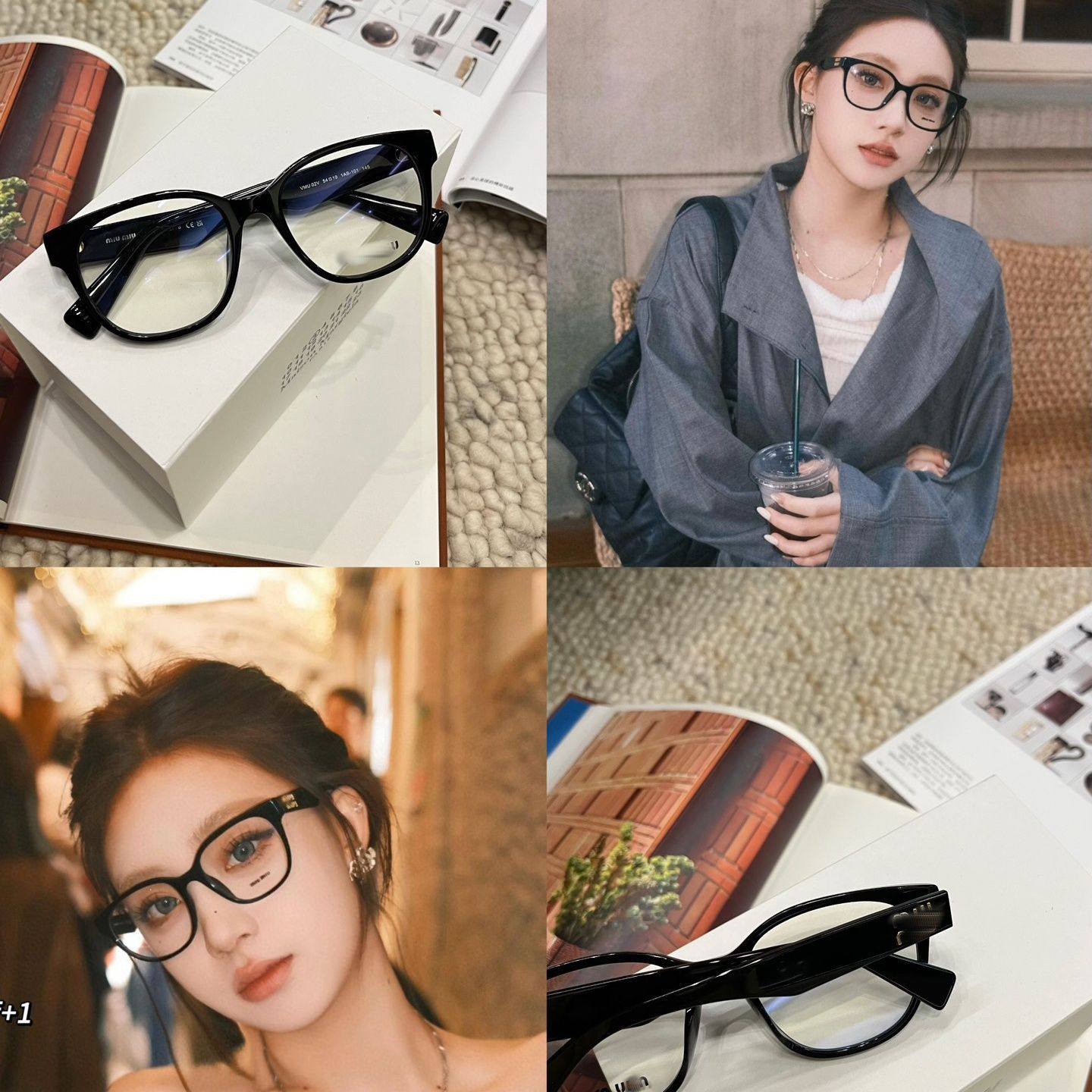 缪家板材素颜女款02V眼镜框玳瑁平光眼镜黑框大气复古可配近视