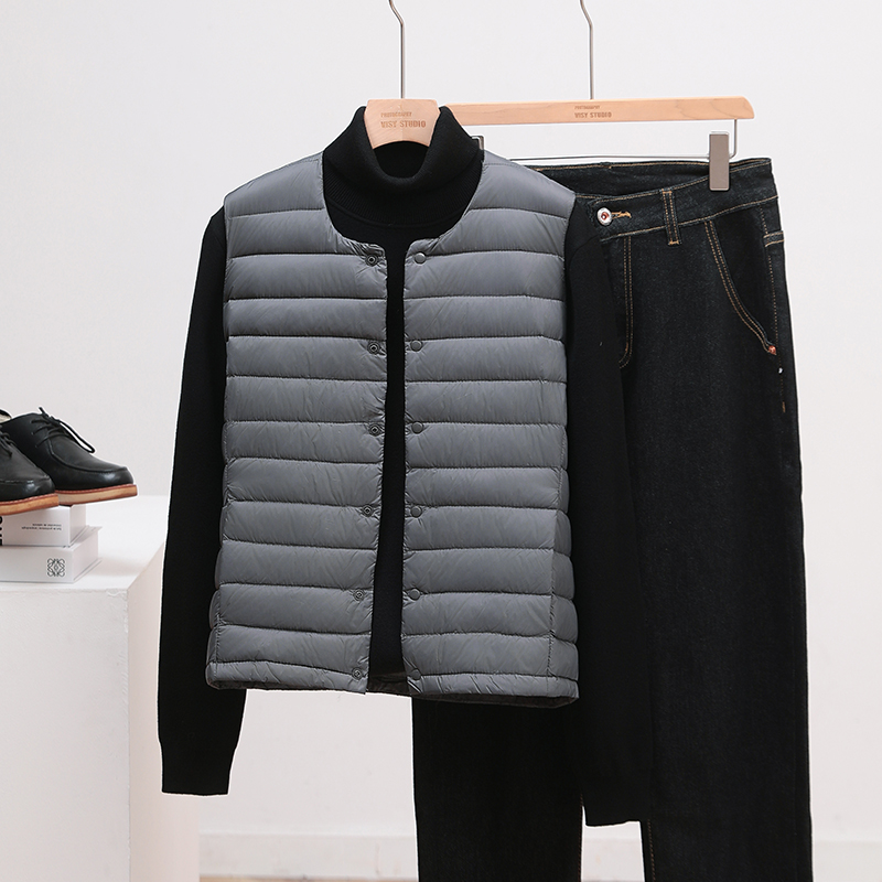 短款轻薄款内胆马甲圆领