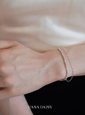 原创灰色珍珠纯银手链