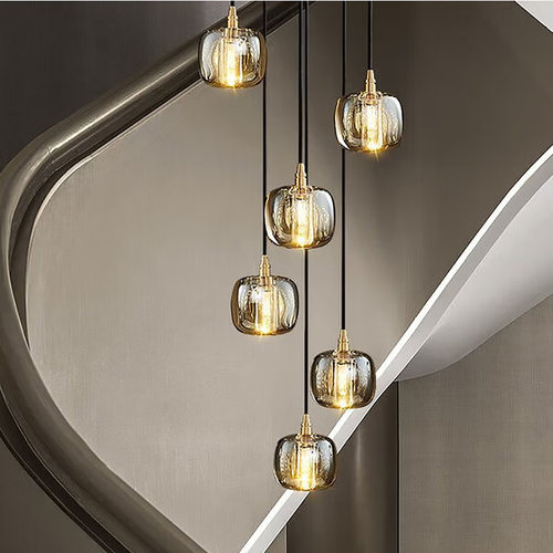 复式楼梯吊灯全铜水晶灯厂家直销