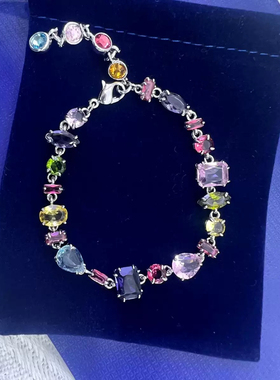彩色华子水晶糖果手链流光溢彩水晶彩虹色手链手镯