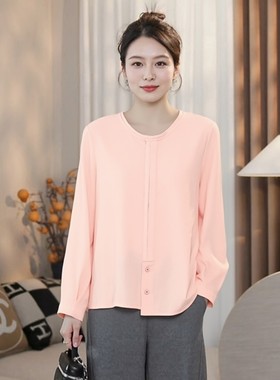 春秋外套宽松高级感上衣大码胖mm品牌亚麻衬衫女国风开衫中年专柜