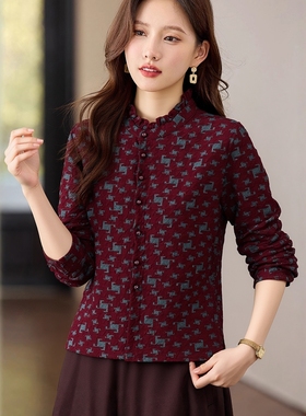 高品质中老年妈妈洋气女上衣大码胖mm宽松品牌长袖打底衫女春秋款