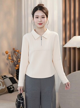 品牌纯棉长袖翻领打底衫春秋大码胖mm200斤卫衣polo加肥加大上衣