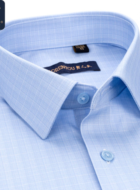 老人头醋酸短袖衬衫男2025夏季薄款蓝色格子中年爸爸高端半袖衬衣