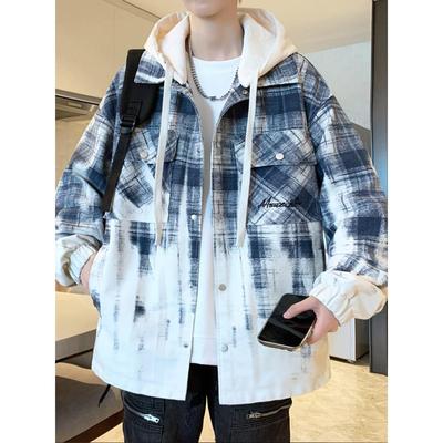 假两件男士牛仔外套2025新款春秋季痞帅气青少年学生休闲渐变夹克