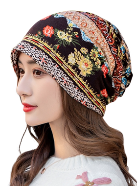 女士秋冬韩版花朵空调帽两用帽子