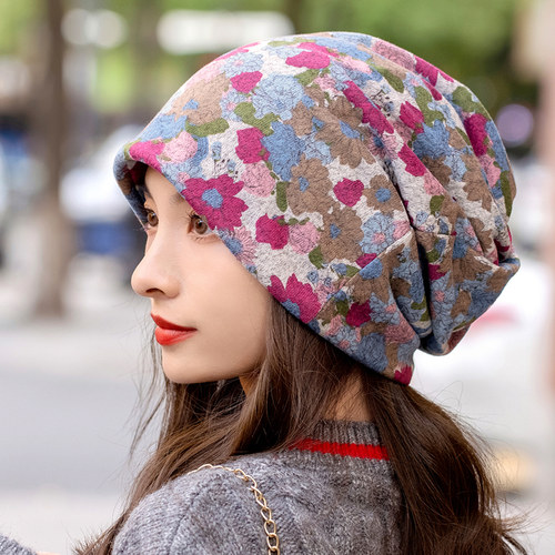 乔志包头帽旅游田园花朵女士秋冬