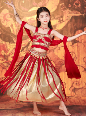 敦煌舞蹈服儿童飞天汉服女童西域异域风情公主服装古装套装演出服