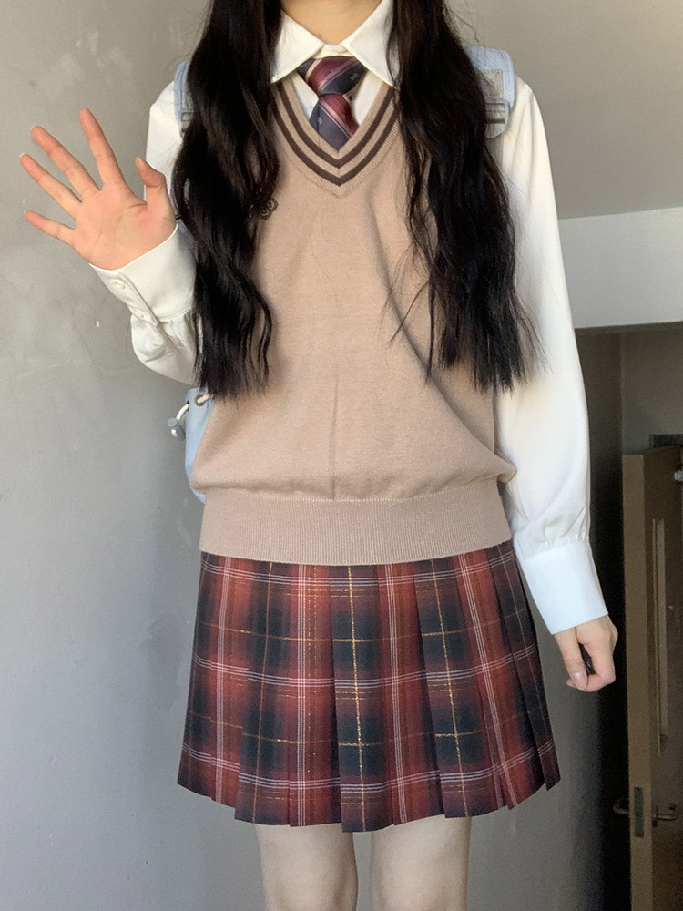 [ICE CREAM & WHALE] ORIGINAL JK NEW YEARS CHECKERED RED CHECKERED SKIRT CUSTOM IMPERIAL ROSE [ARRIVE IN 3 DAYS]