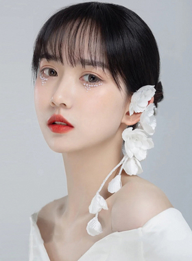 手工花瓣结婚跟妆摄影新娘头饰
