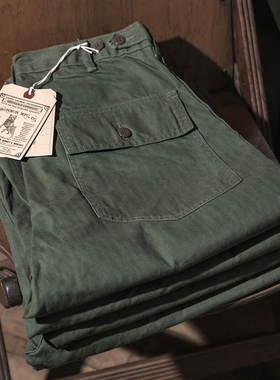 恶犬BRONSO复刻838A初代OG-107人字纹HBT长裤男士宽松Baker工装裤