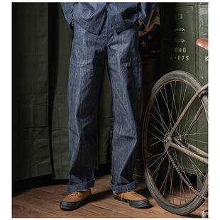 恶犬BRONSON USN Dungaree夹板工装裤赤耳丹宁原色牛仔阔腿直筒裤