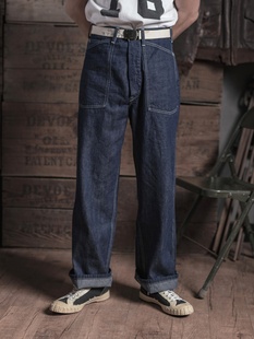 恶犬BRONSON复刻M-35杂役工装裤10oz原色赤耳丹宁CCC保育团长裤子