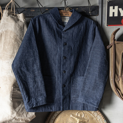 恶犬翻领四季夹克原色平纹丹宁布