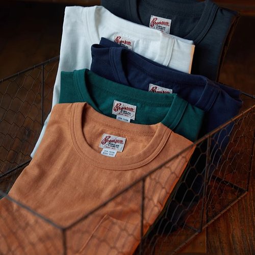 圆筒素色透气竹节棉口袋T恤衫TEE