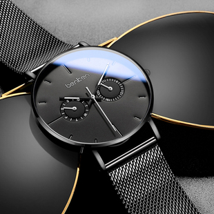 benken男士手表男学生潮流男表时尚简约黑科技石英表夜光7017MQ