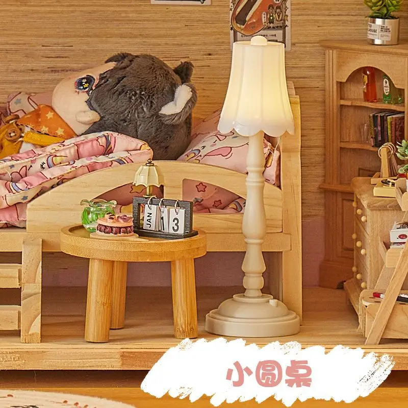 DollHouse娃娃屋BJD微缩模型餐桌OB11场景桌子木制家具1:12圆桌