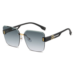 亚马逊、TEMU、西音无框切边字母高级感太阳镜女士小红书抖