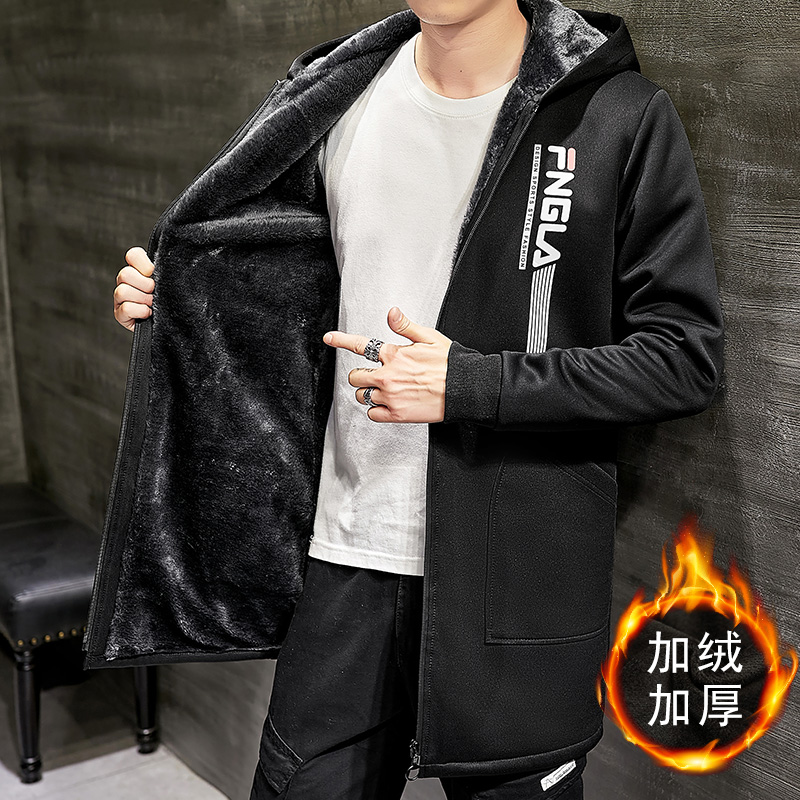 秋冬男士棉衣外套2021大码加绒加厚中长款连帽风衣男F930，男装风衣，电商A441