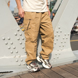 裤 休闲裤 水洗棉直筒宽松男长裤 多口袋男士 270斤大码 胖人肥佬工装