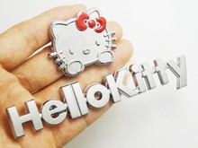 KT猫字母贴 金属Hello Kitty 可爱KT猫车贴 车贴 车标 3D立体车贴