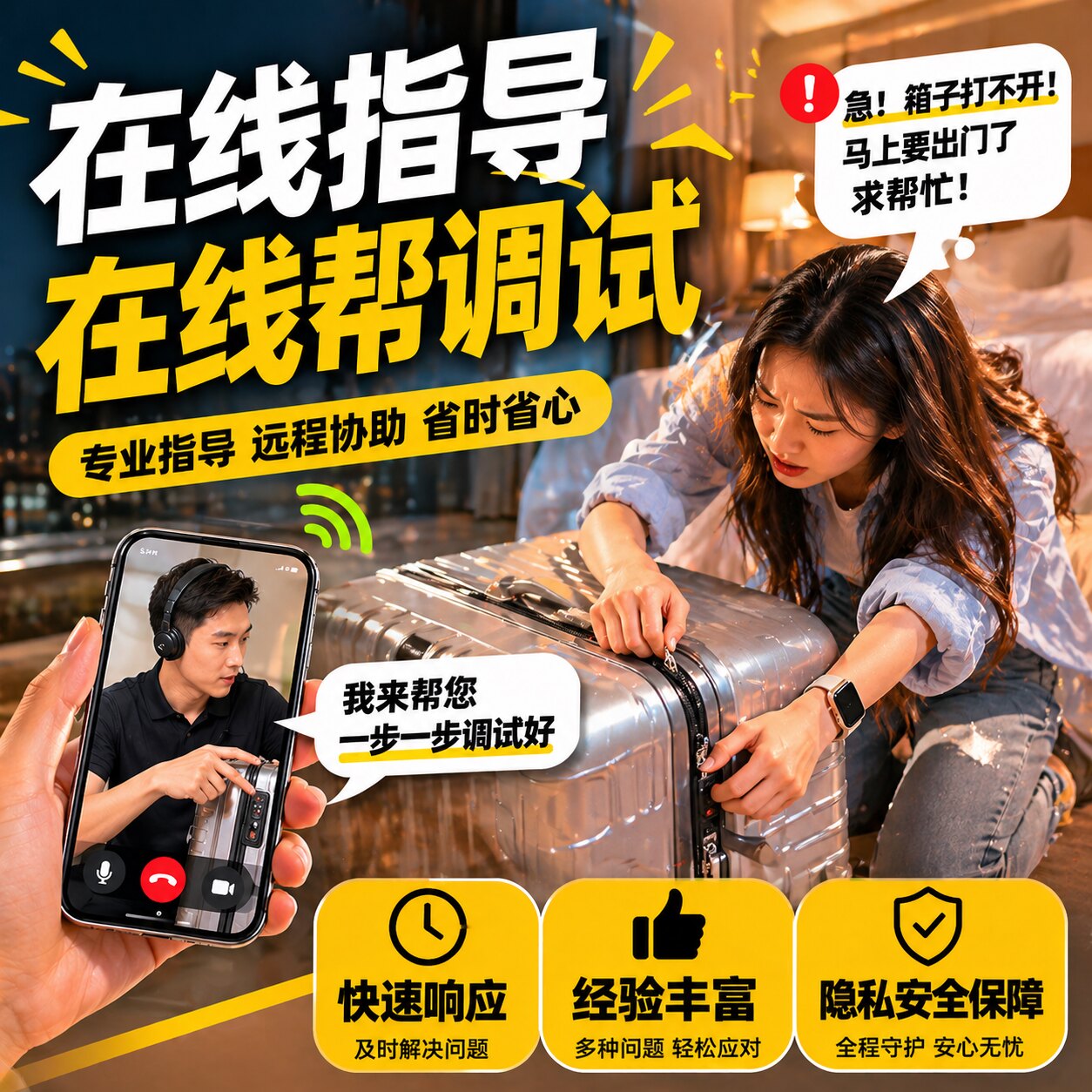 行李箱密码锁开锁行旅拉杆箱锁扣打不开忘记密码远程在线指导调整