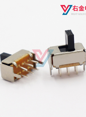 SS-22E01两档拨动开关 2只固定脚2档6脚立式滑动开关双排六脚立式