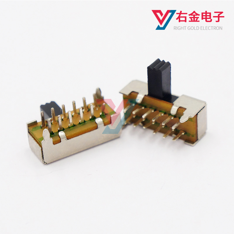 SK-42D01拨动开关2档12脚卧式侧拔12脚双排 无固定脚四档侧拔卧式
