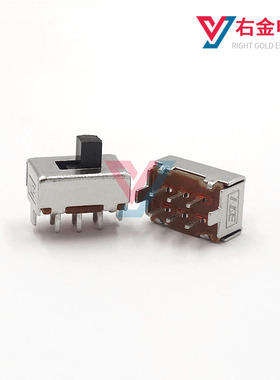 SS-22F04 (2P2T) 2档拨动开关2只固定脚6脚立式滑动开关 电源开关