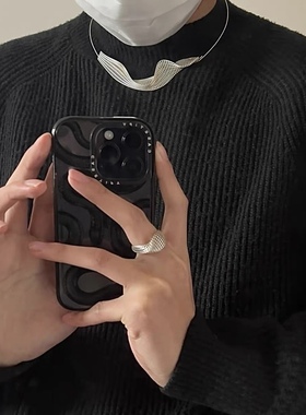 Potato Linkunit风格3D打印镂空建筑造型就开口戒指个性