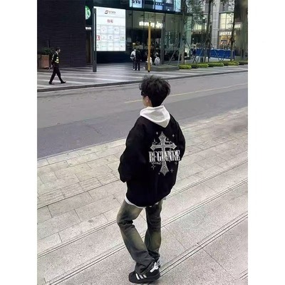 国潮美式高街闪电印花飞