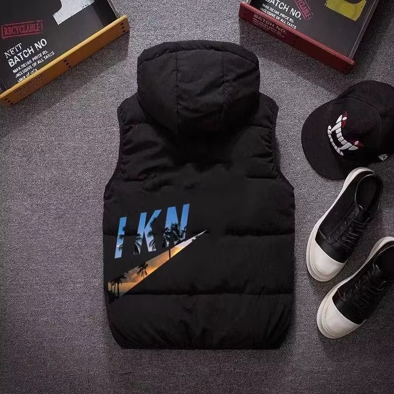 连帽棉马甲男生秋冬季无