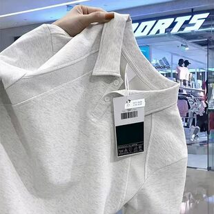 美式正肩polo衫短袖t恤男夏季拼接翻领衬衫重磅硬挺boxy版型上衣