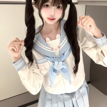 jk制服原创正版萌萌兔水手服女幼稚园日系学院风甜美长袖可爱套装