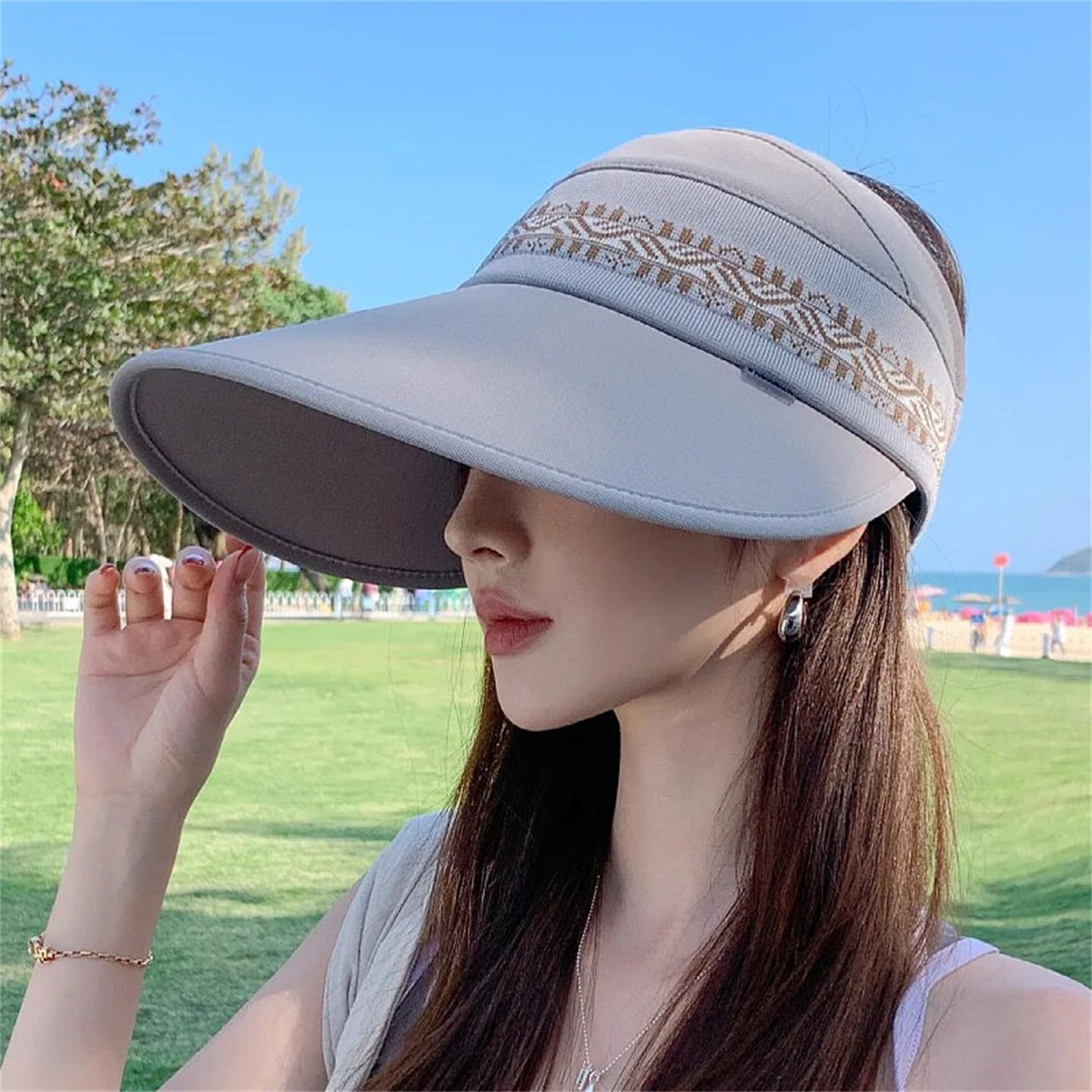 女士夏季防晒空顶遮脸骑行帽